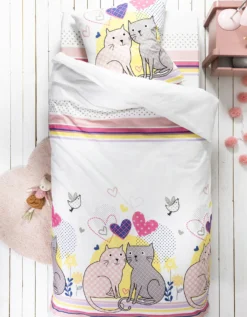 Linge De Lit Enfant à Motifs Chats Chamour 1 Personne - Coton