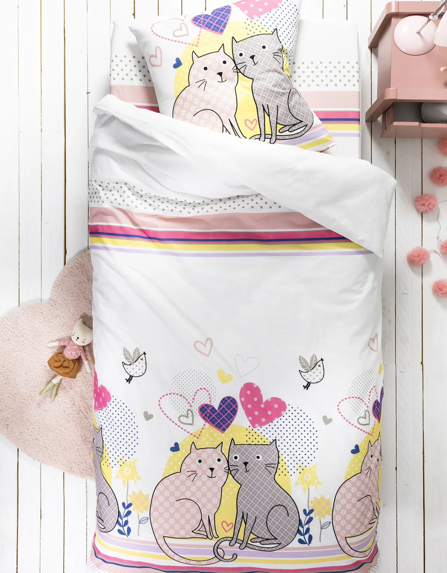 Linge De Lit Enfant à Motifs Chats Chamour 1 Personne - Coton 1 Linge De Lit Enfant à Motifs Chats Chamour 1 Personne - Coton