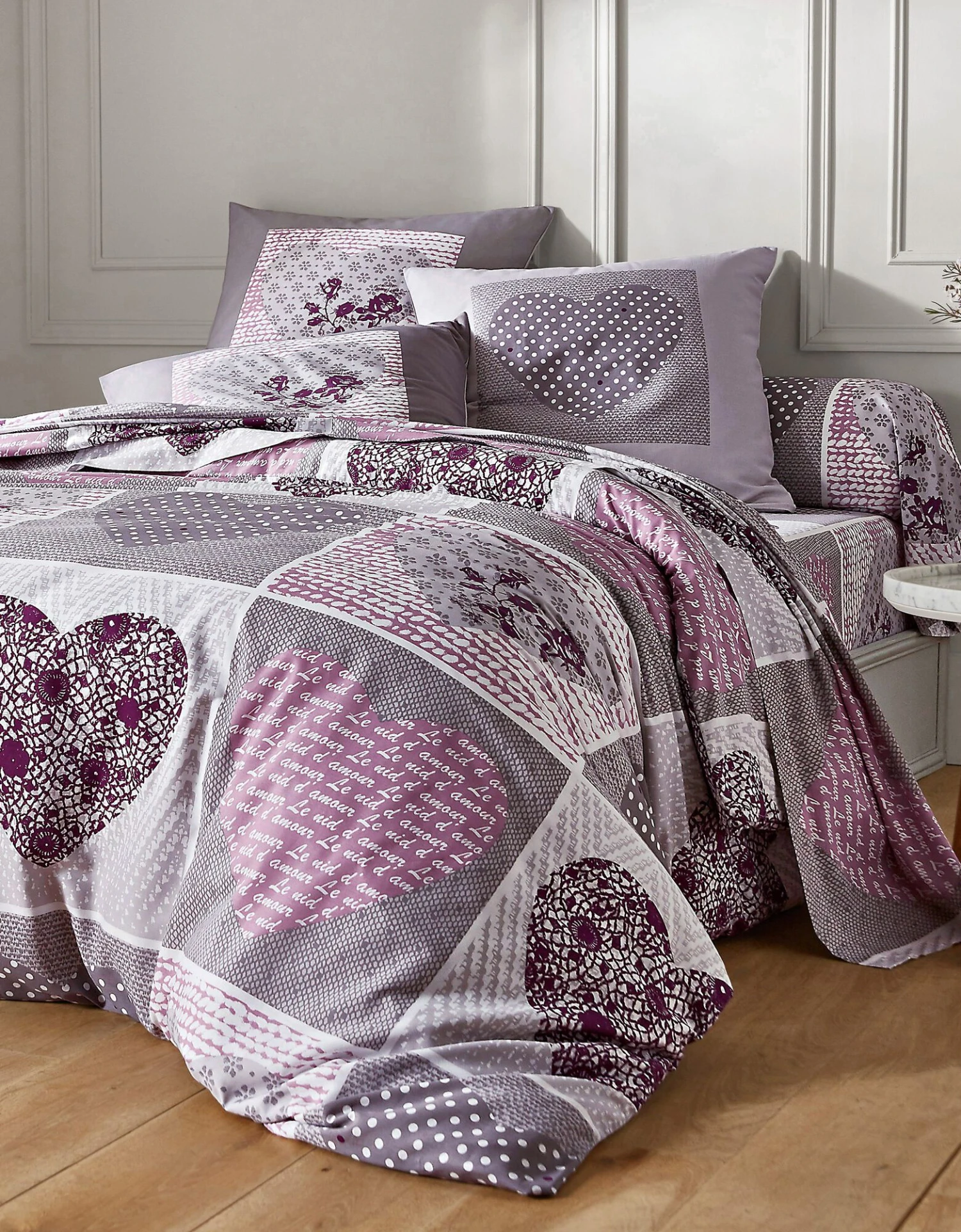Linge De Lit Lovely En Flanelle Imprimé Coeurs 2 Linge De Lit Lovely En Flanelle Imprimé Coeurs – Image 2