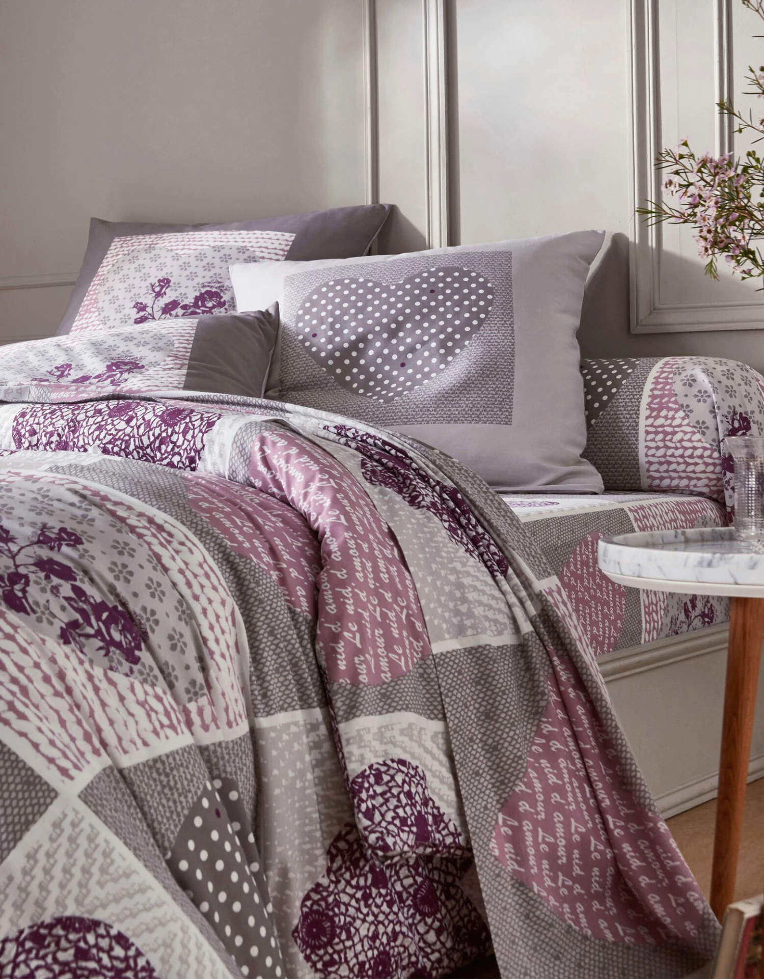 Linge De Lit Lovely En Flanelle Imprimé Coeurs 3 Linge De Lit Lovely En Flanelle Imprimé Coeurs – Image 3