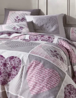 Linge De Lit Lovely En Flanelle Imprimé Coeurs