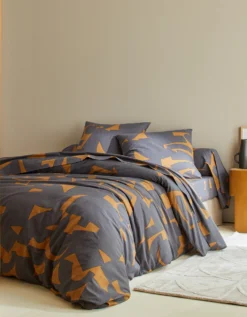 Linge De Lit Puzzle En Coton Imprimé Géométrique