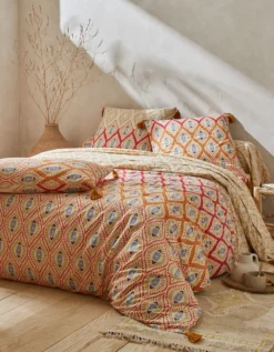 Linge De Lit Lina En Coton Imprimé Finition Pompons