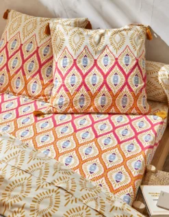 Linge De Lit Lina En Coton Imprimé Finition Pompons 12 Linge De Lit Lina En Coton Imprimé Finition Pompons -Maison Textiles Magasin 100102 C01 zoomx vue6