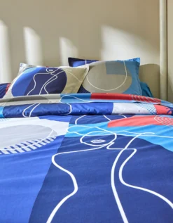 Linge De Lit Arty Coton à Motifs Visages -Maison Textiles Magasin 100138 C01 zoomx vue3