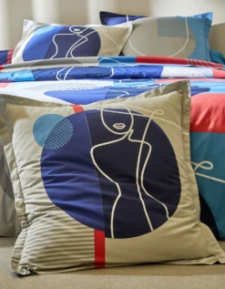 Linge De Lit Arty Coton à Motifs Visages -Maison Textiles Magasin 100138 C01 zoomx vue5