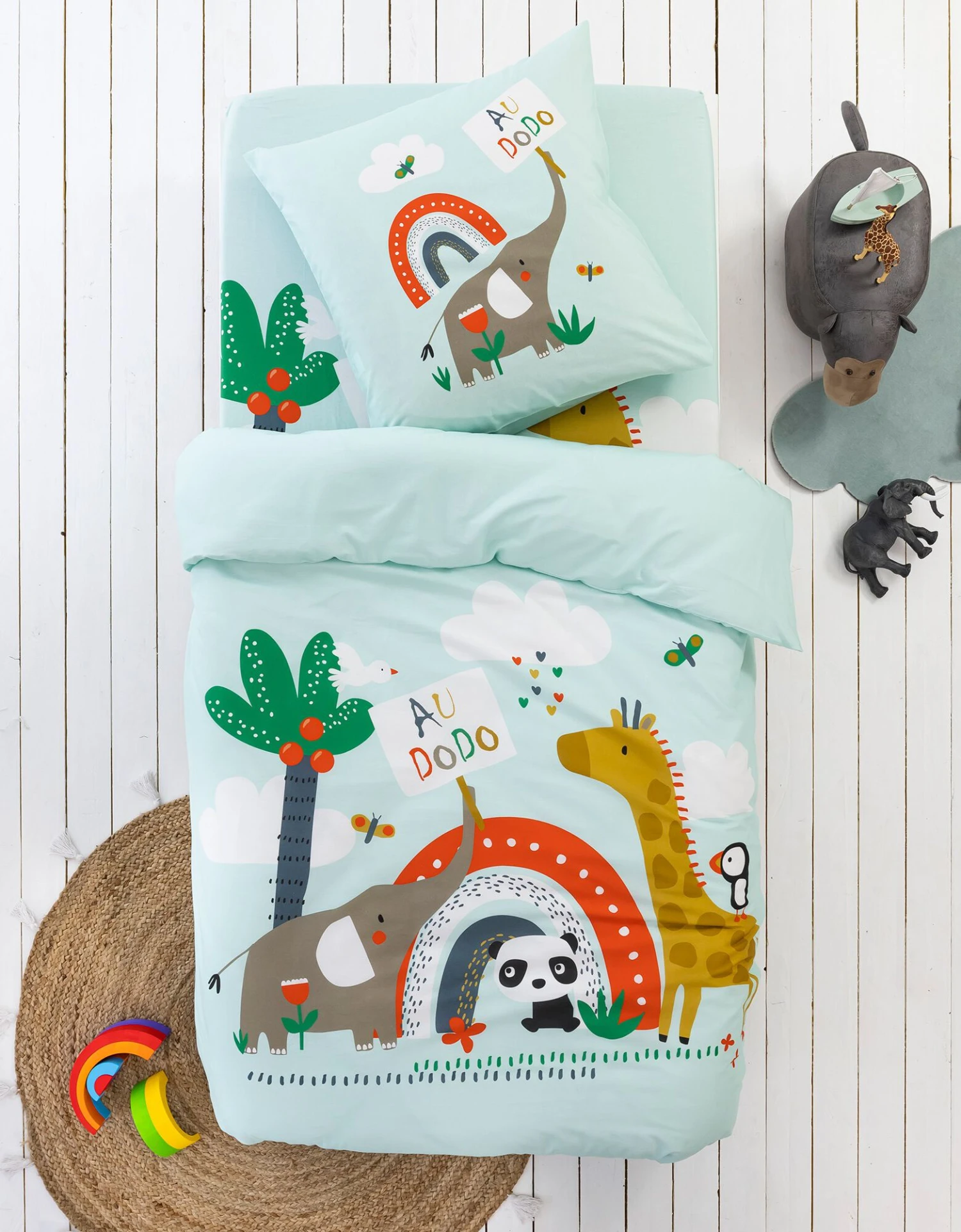 Linge De Lit Enfant Noé Imprimé 1 Personne - Coton 1 Linge De Lit Enfant Noé Imprimé 1 Personne - Coton