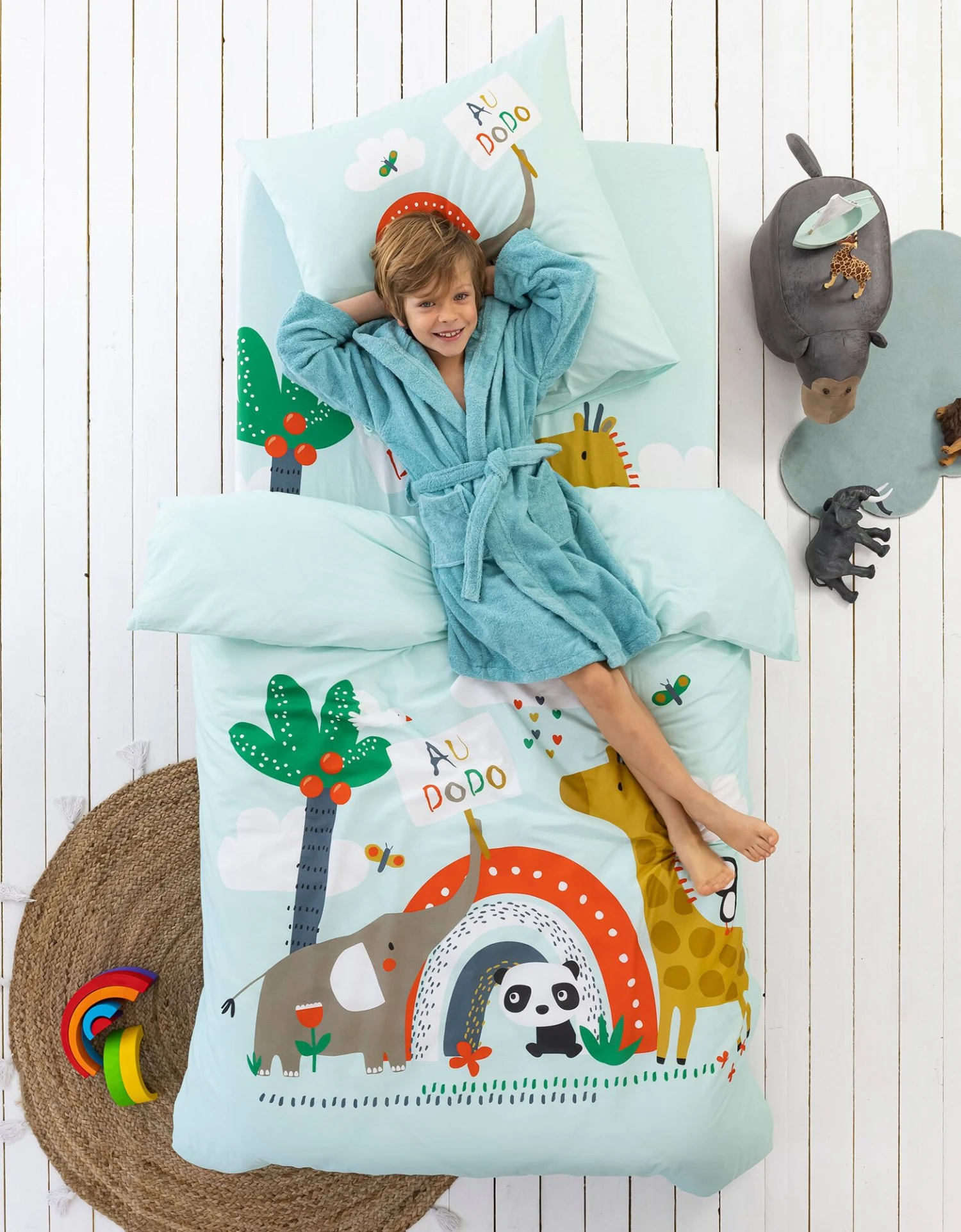 Linge De Lit Enfant Noé Imprimé 1 Personne - Coton 3 Linge De Lit Enfant Noé Imprimé 1 Personne - Coton – Image 3