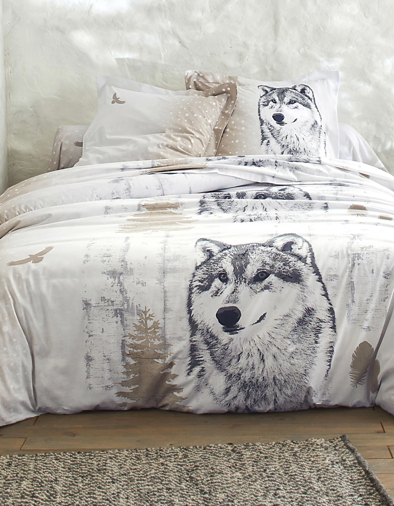 Linge De Lit Artic Imprimé Chien-loup - Coton 1 Linge De Lit Artic Imprimé Chien-loup - Coton