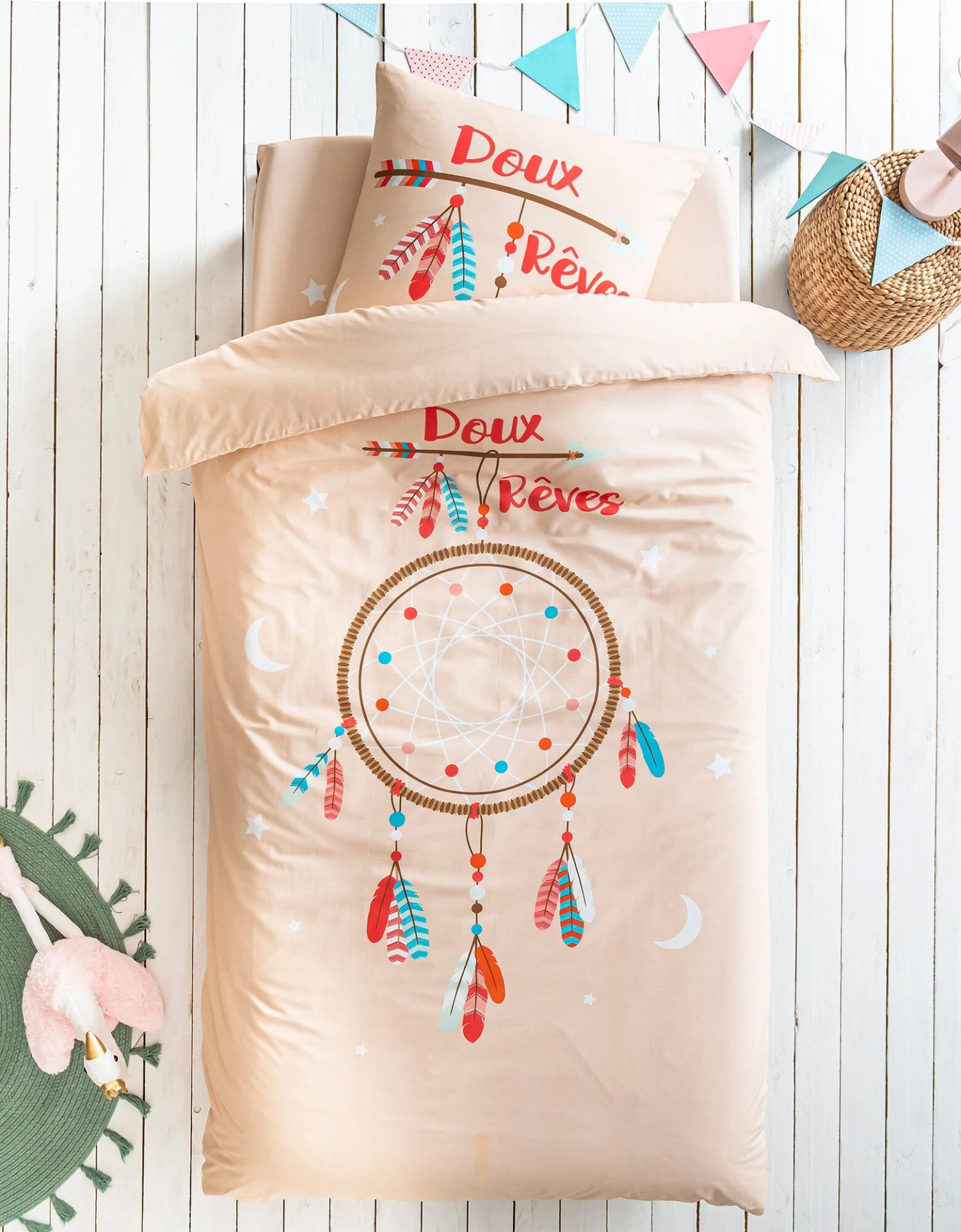 Linge De Lit Enfant Doudou Imprimé Attrape-rêve 1 Personne - Coton 1 Linge De Lit Enfant Doudou Imprimé Attrape-rêve 1 Personne - Coton