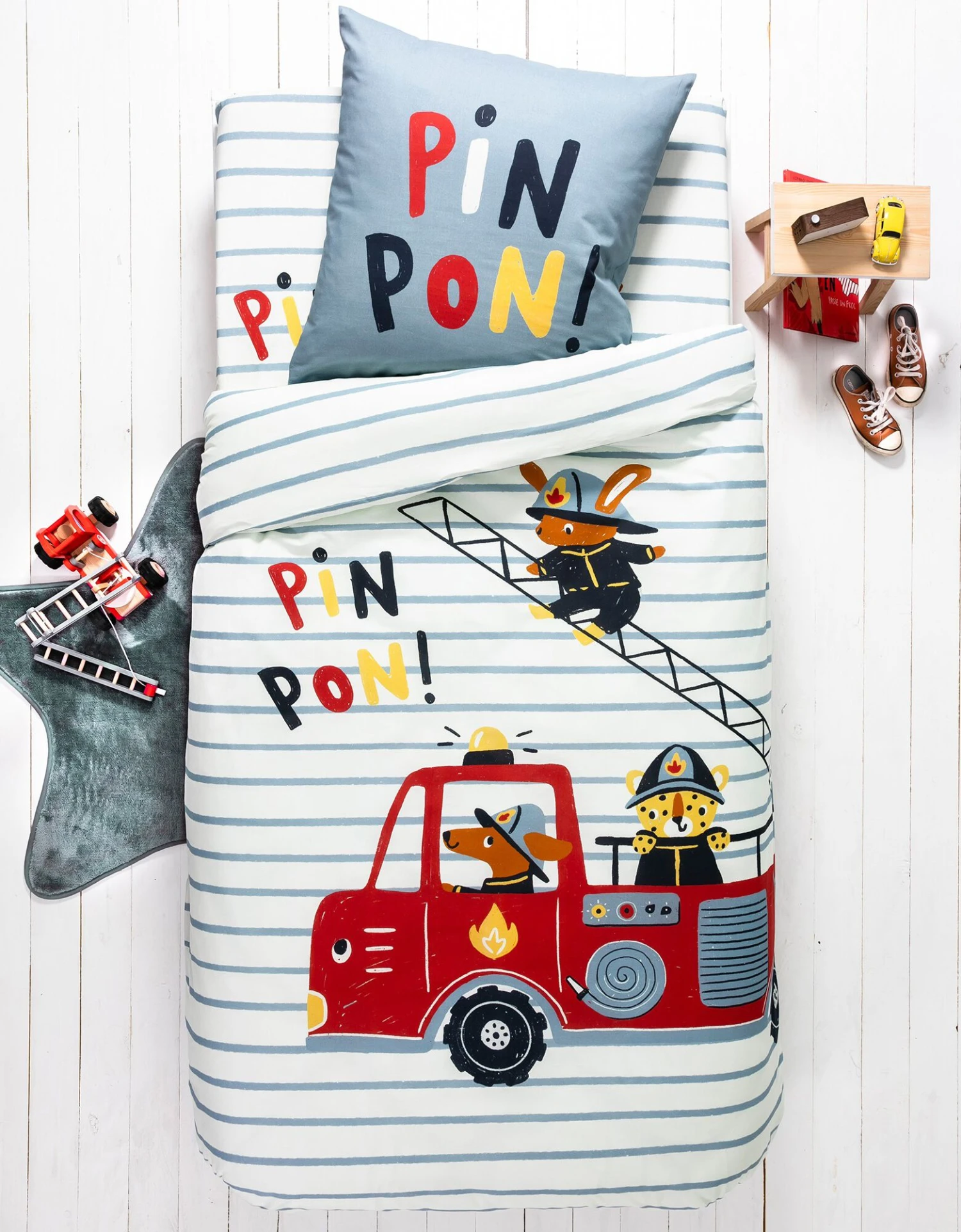 Linge De Lit Enfant à Motifs Pompiers En Coton 1 Linge De Lit Enfant à Motifs Pompiers En Coton