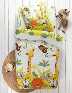 Linge De Lit Enfant Jungle Imprimé Animaux 1 Personne - Coton