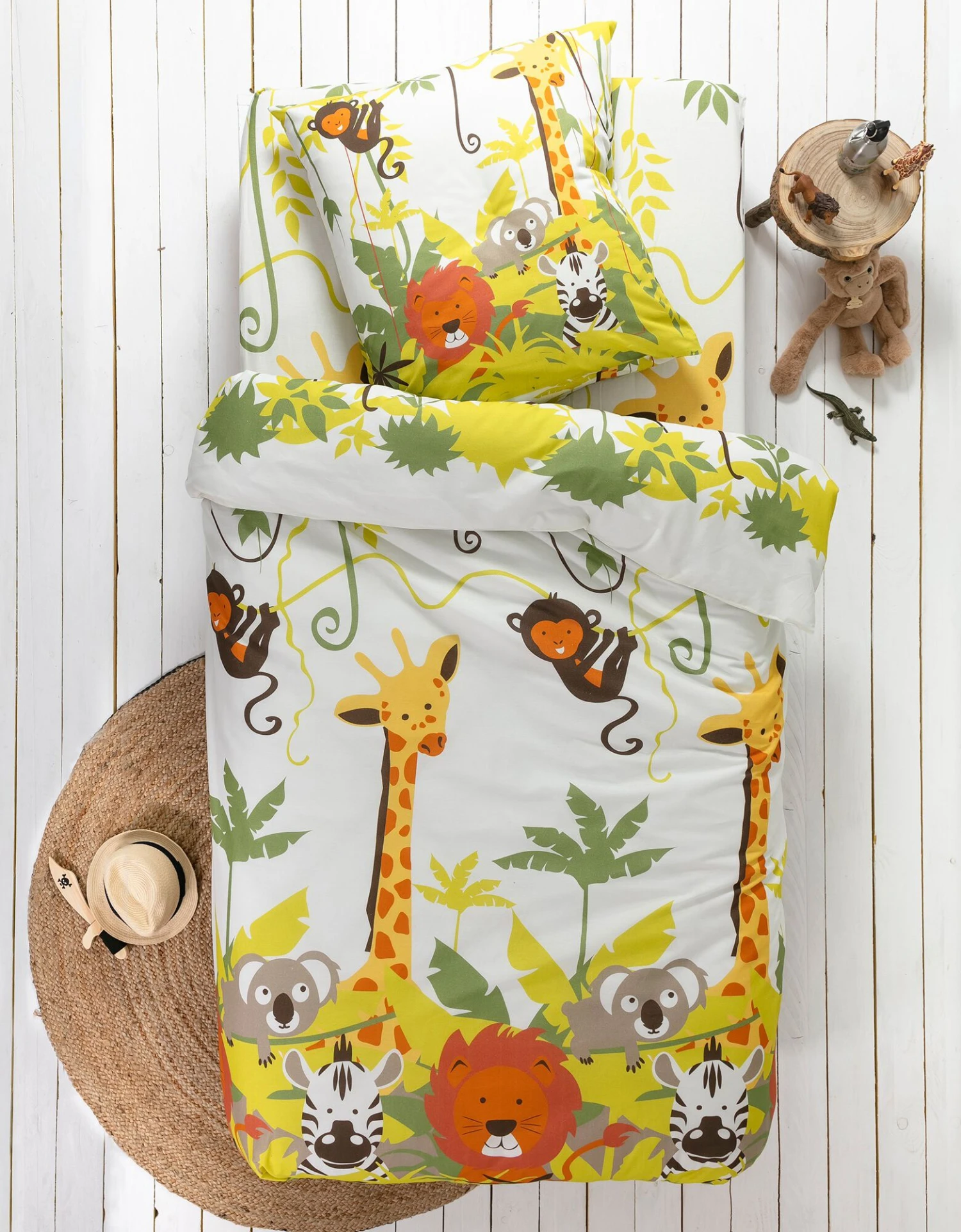 Linge De Lit Enfant Jungle Imprimé Animaux 1 Personne - Coton 1 Linge De Lit Enfant Jungle Imprimé Animaux 1 Personne - Coton