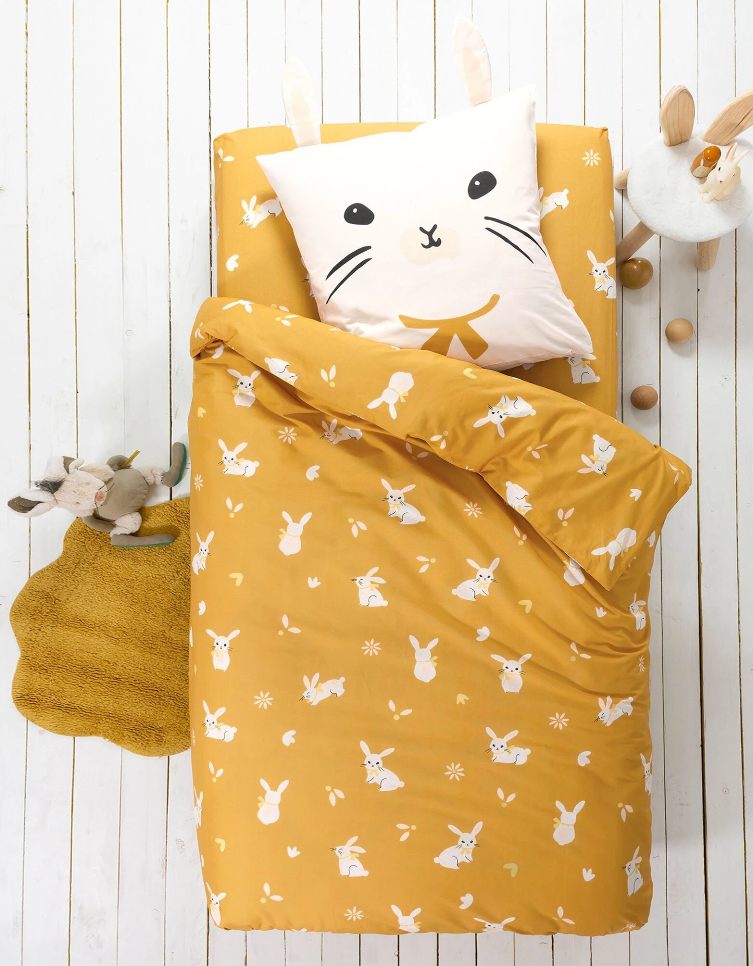 Linge De Lit Enfant Imprimé Lapinou 1 Personne - Coton Biologique 1 Linge De Lit Enfant Imprimé Lapinou 1 Personne - Coton Biologique