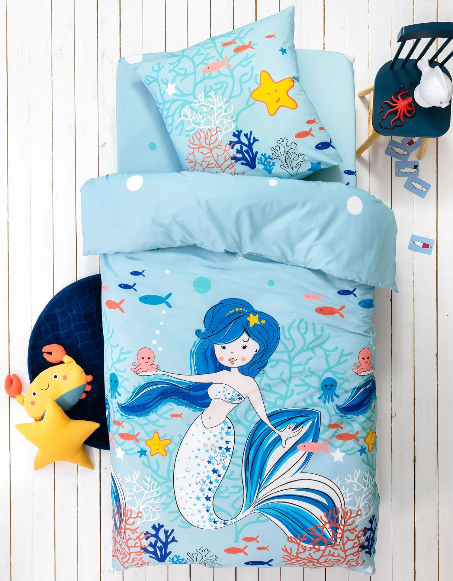 Linge De Lit Enfant à Motifs Sirènes Doris 1 Personne - Coton 1 Linge De Lit Enfant à Motifs Sirènes Doris 1 Personne - Coton