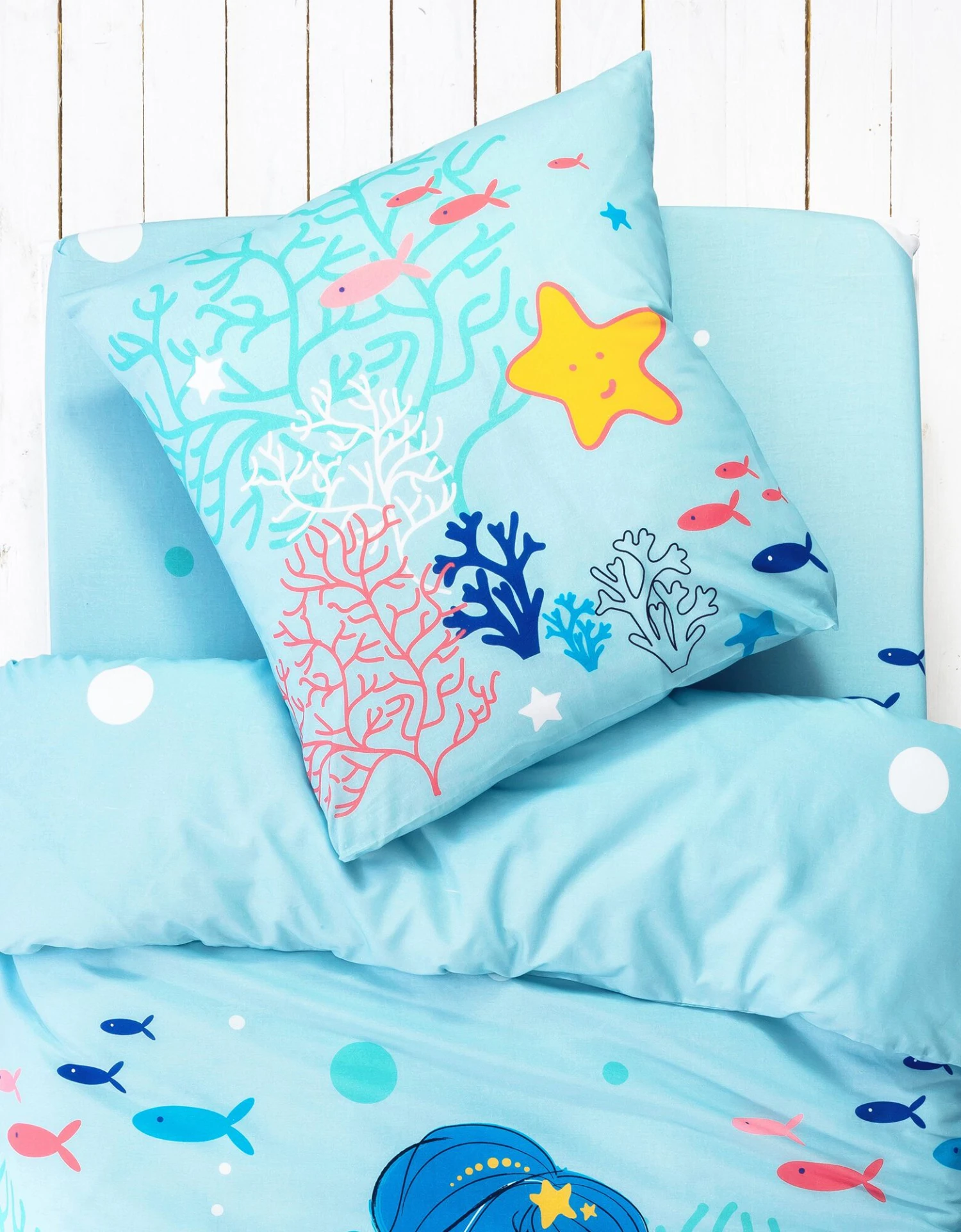 Linge De Lit Enfant à Motifs Sirènes Doris 1 Personne - Coton 2 Linge De Lit Enfant à Motifs Sirènes Doris 1 Personne - Coton – Image 2