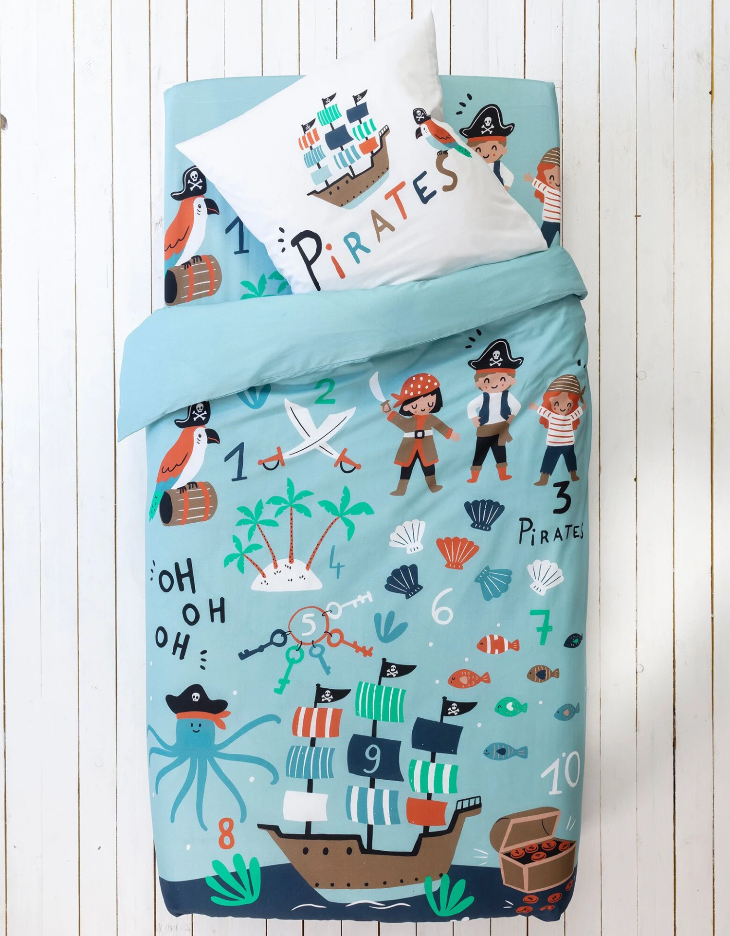 Linge De Lit Enfant Pirates Imprimé En Coton 4 Linge De Lit Enfant Pirates Imprimé En Coton – Image 4