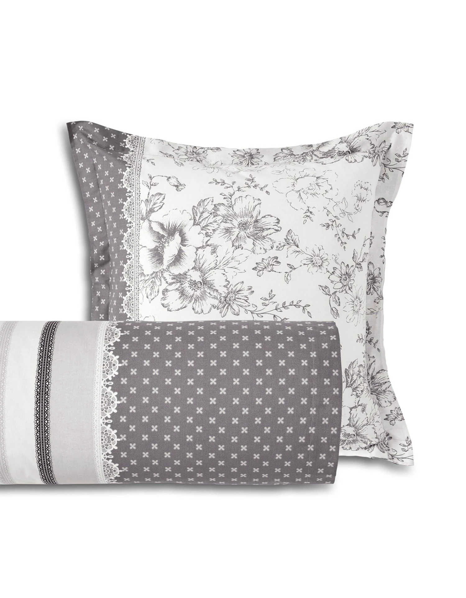 Linge De Lit Gabrielle En Coton Imprimé Pois, Fleurs Et Dentelle 4 Linge De Lit Gabrielle En Coton Imprimé Pois, Fleurs Et Dentelle – Image 4