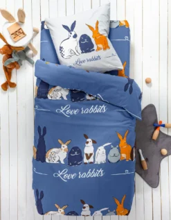Linge De Lit Enfant Rabbit Imprimé Animaux 1 Personne - Coton