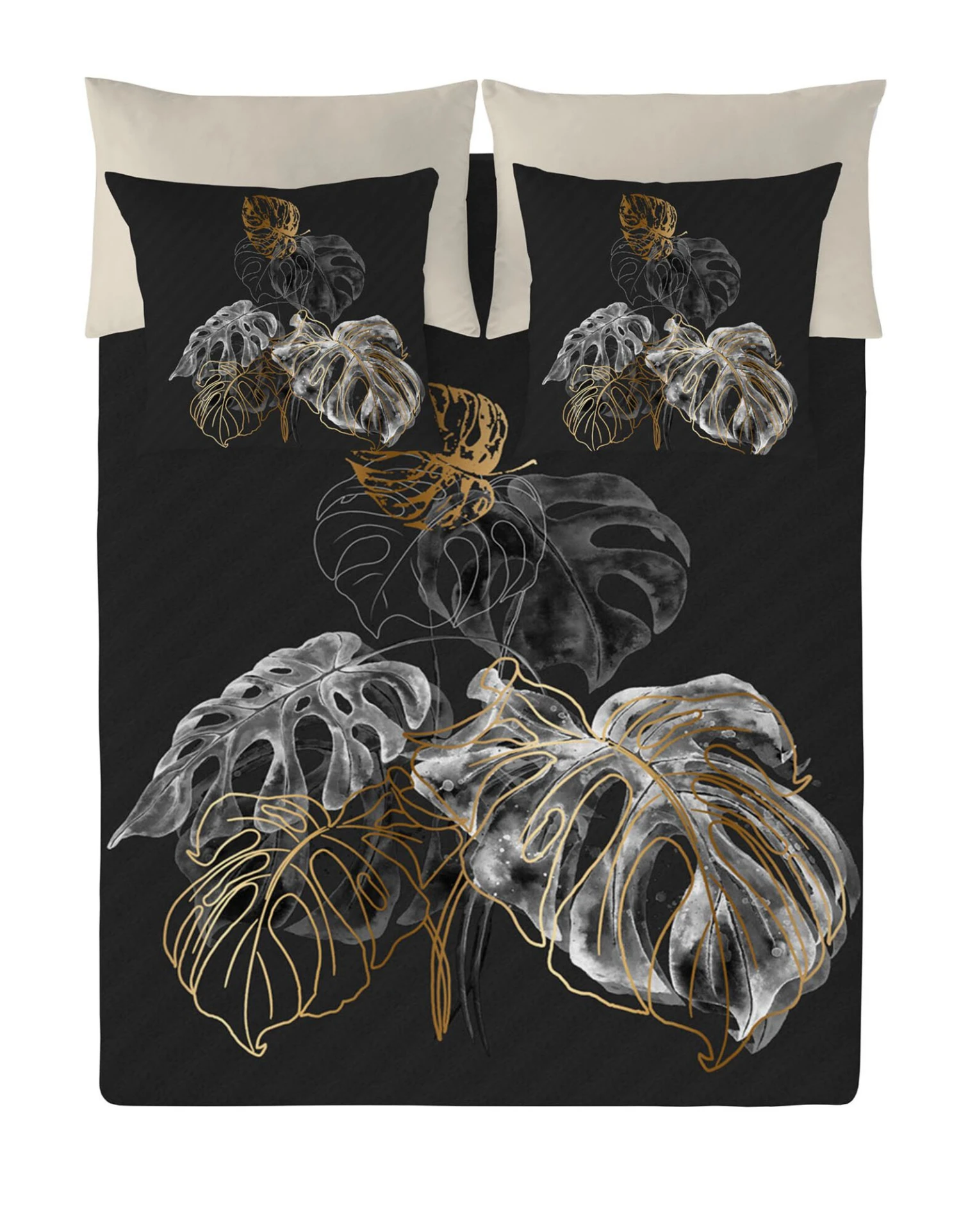 Linge De Lit Ginkgo Coton Motif Feuilles 2 Linge De Lit Ginkgo Coton Motif Feuilles – Image 2