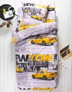 Linge De Lit Enfant Drive - Polycoton Imprimé Taxis New-yorkais