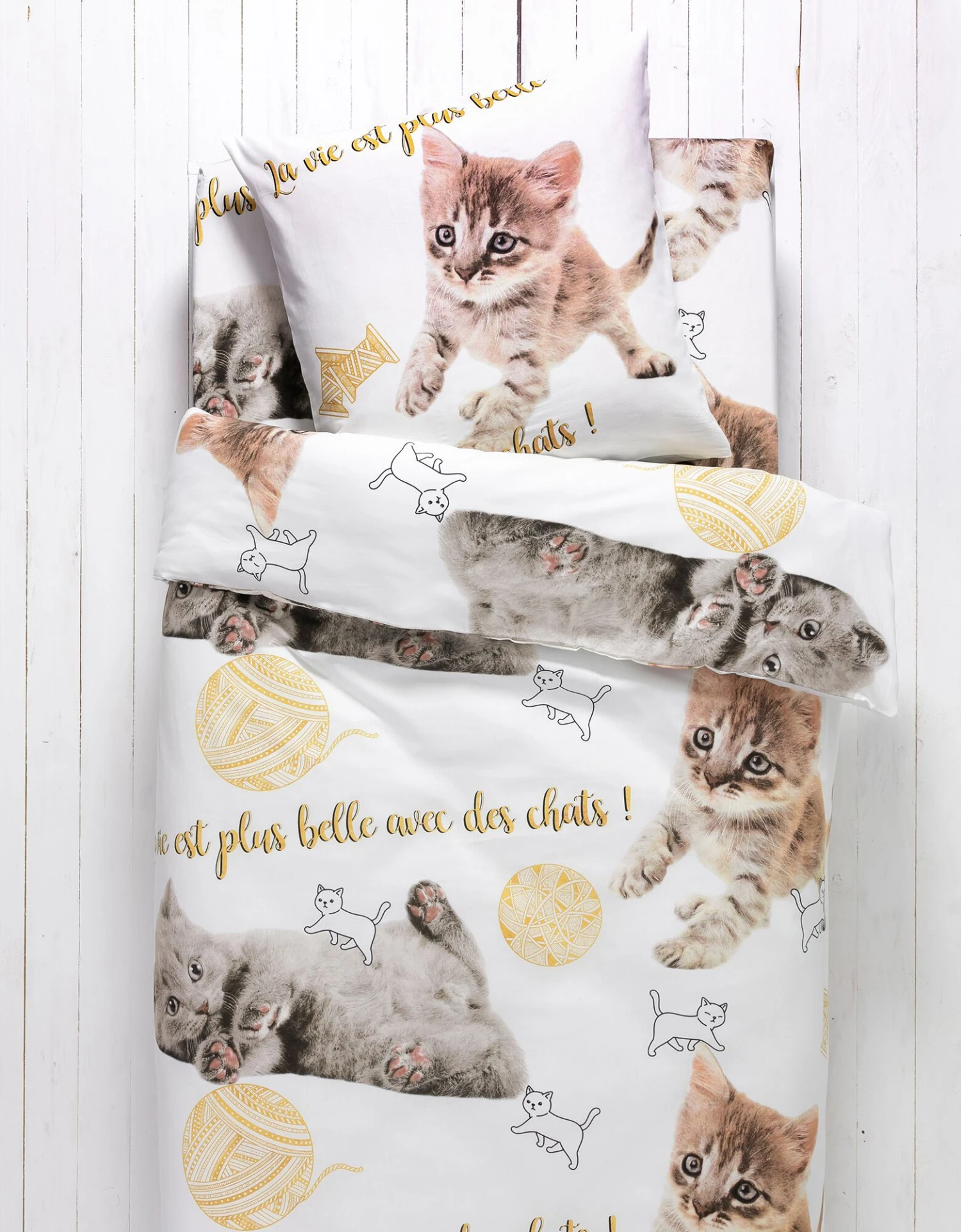 Linge De Lit Enfant Mimie - Coton Imprimé Chats 2 Linge De Lit Enfant Mimie - Coton Imprimé Chats – Image 2