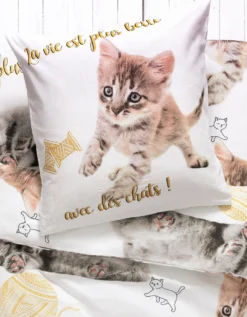 Linge De Lit Enfant Mimie - Coton Imprimé Chats 9 Linge De Lit Enfant Mimie - Coton Imprimé Chats -Maison Textiles Magasin 100974 C01 zoomx vue3