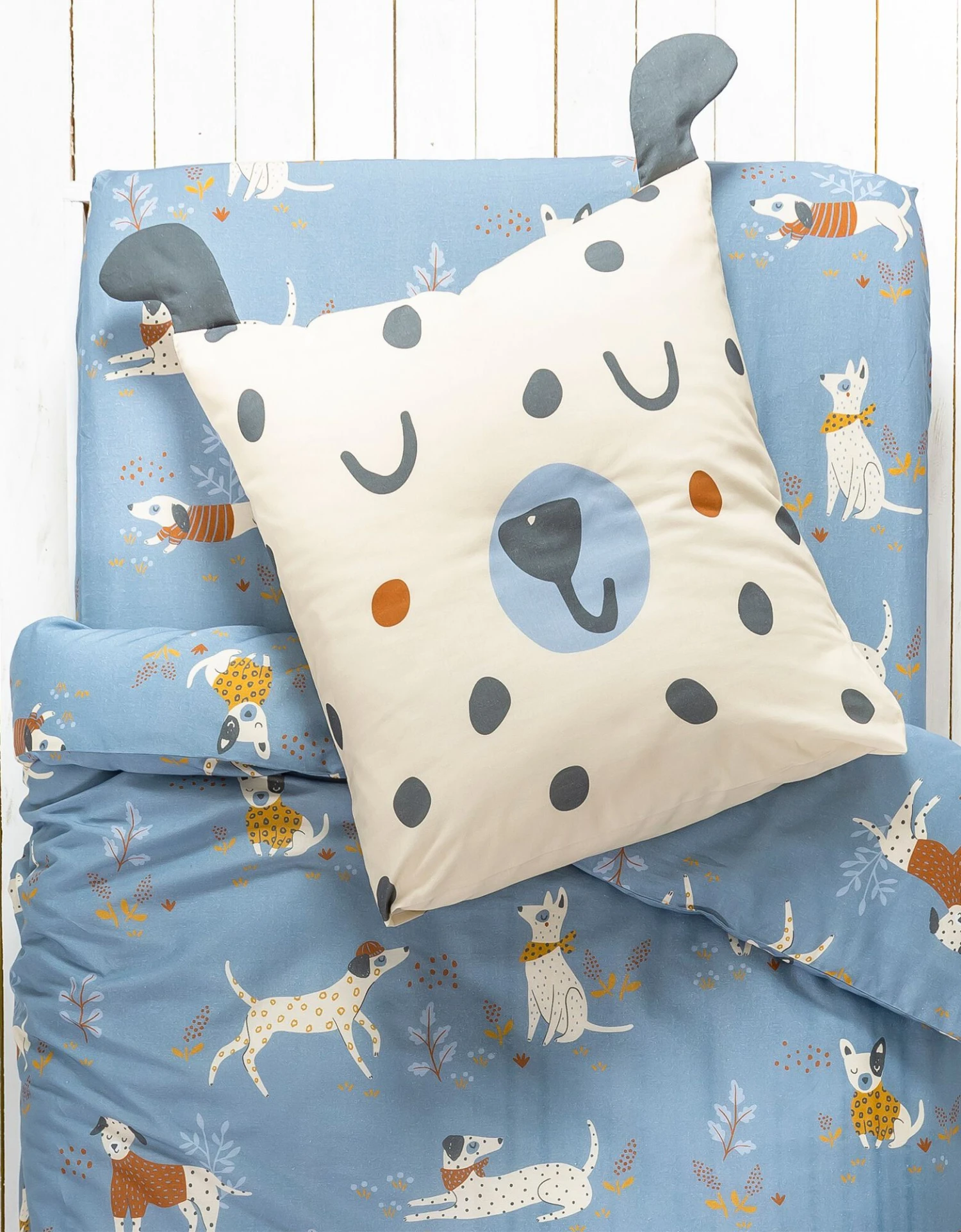Linge De Lit Enfant Dalma - Coton Biologique Imprimé Chiens 2 Linge De Lit Enfant Dalma - Coton Biologique Imprimé Chiens – Image 2