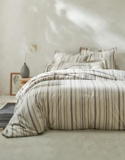 Linge De Lit En Flanelle Rayée Tissé-teint