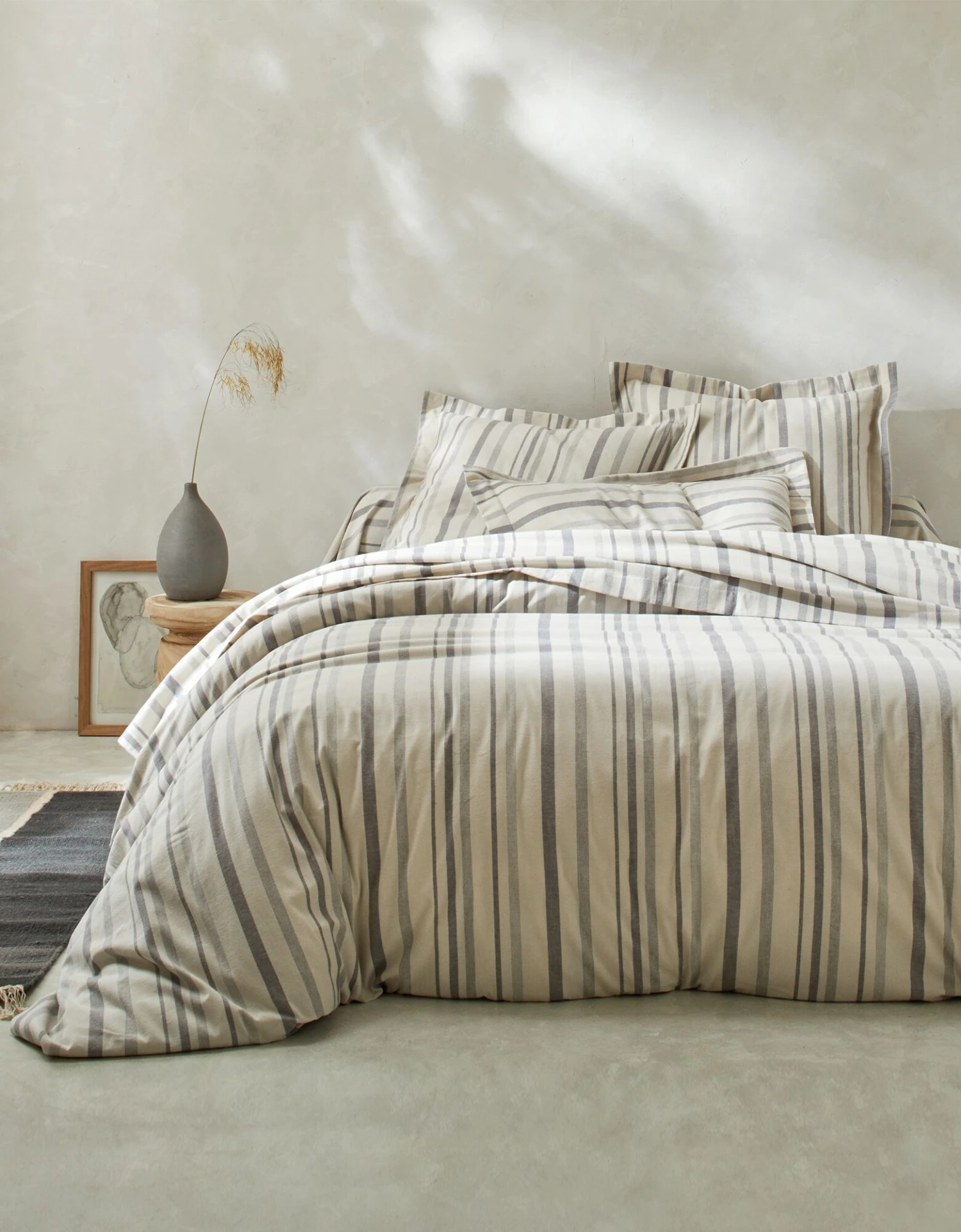 Linge De Lit En Flanelle Rayée Tissé-teint 1 Linge De Lit En Flanelle Rayée Tissé-teint