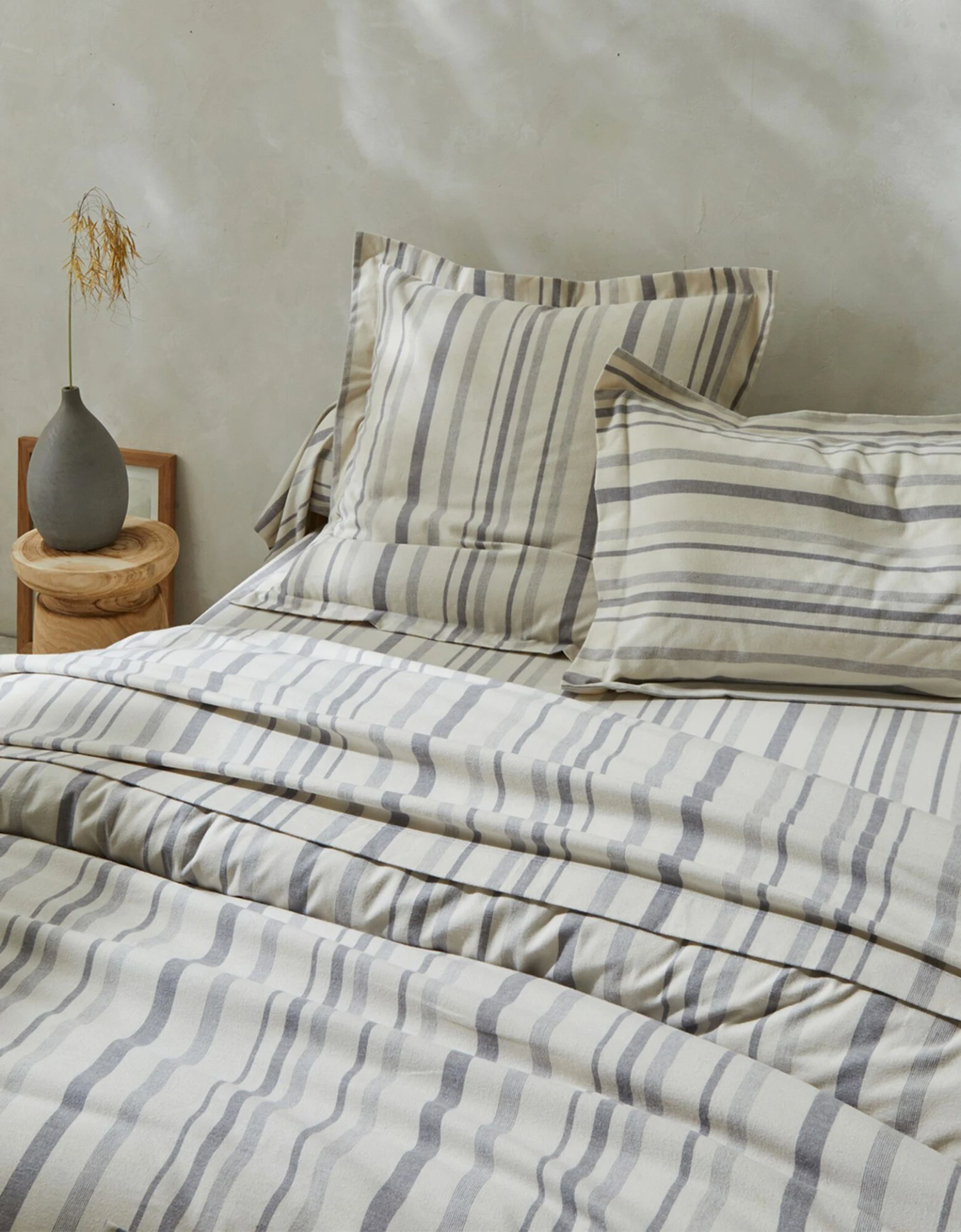 Linge De Lit En Flanelle Rayée Tissé-teint 2 Linge De Lit En Flanelle Rayée Tissé-teint – Image 2