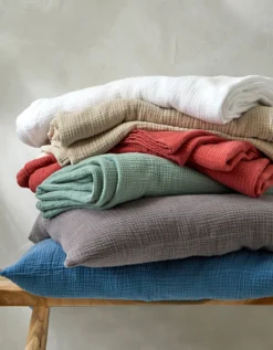 Linge De Lit Uni En Triple Gaze De Coton -Maison Textiles Magasin 101130 C04 zoomx vue7