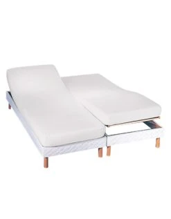 Drap-housse Uni Sommier Articulé Coton - Bonnets 26 Cm
