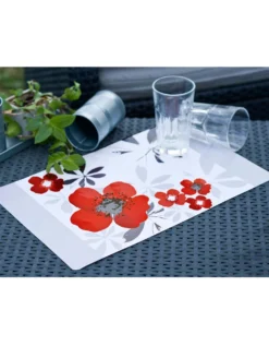 Set De Table Rectangulaire Imprimé Coquelicots – Lot De 4
