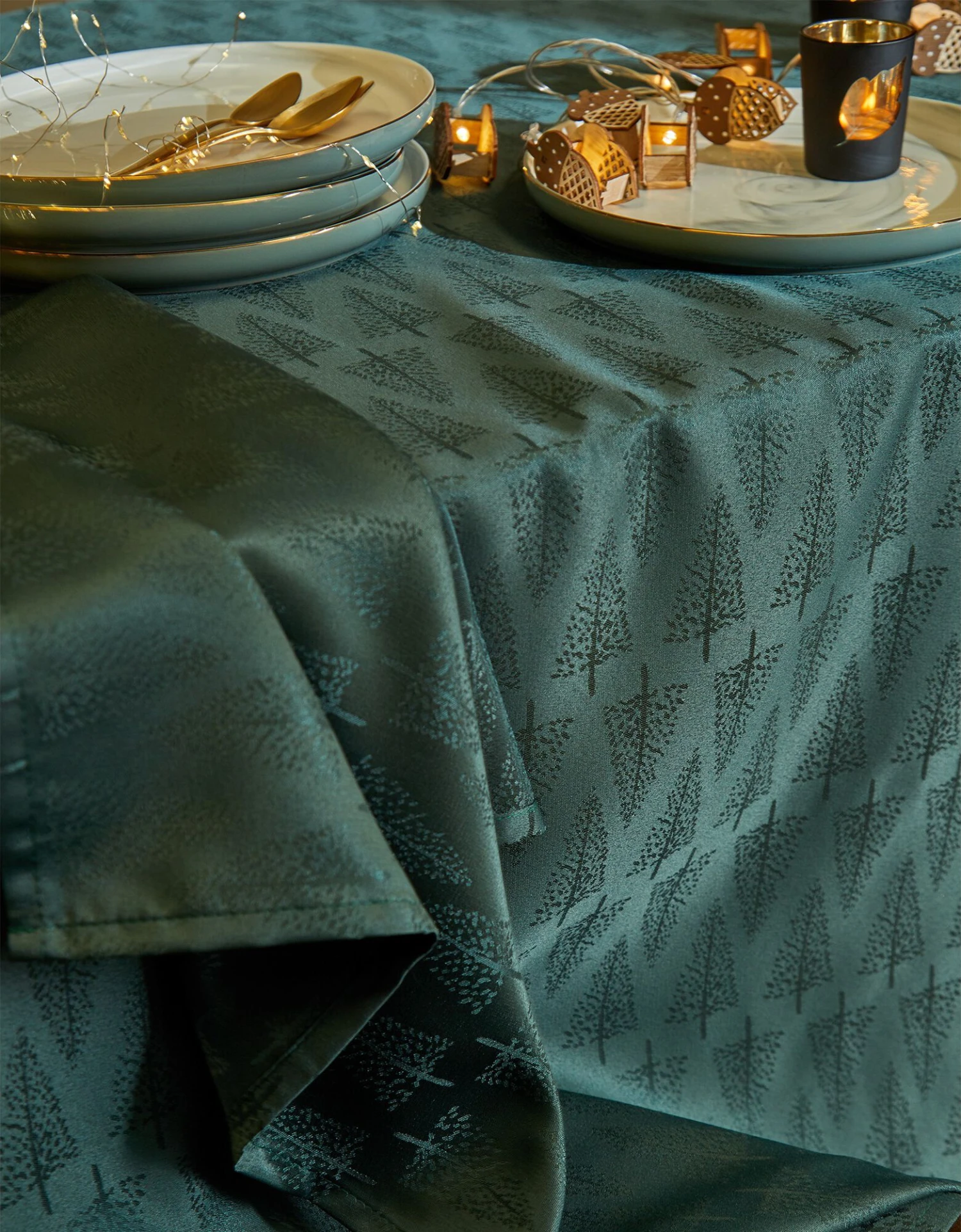Nappe Damassée Motifs Sapins 4 Nappe Damassée Motifs Sapins – Image 4