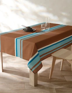Nappe Fabriquée En France, Motif Rayé Havane - Coton Biologique(1) 8 Nappe Fabriquée En France, Motif Rayé Havane - Coton Biologique(1) -Maison Textiles Magasin 120538 C01 zoomx vue3