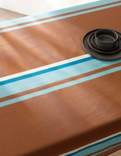 Nappe Fabriquée En France, Motif Rayé Havane - Coton Biologique(1) 10 Nappe Fabriquée En France, Motif Rayé Havane - Coton Biologique(1) -Maison Textiles Magasin 120538 C01 zoomx vue5