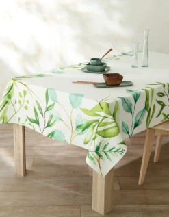 Nappe Fabriquée En France, Motif Frise Végétale Aquarelle - Coton Biologique(1) 8 Nappe Fabriquée En France, Motif Frise Végétale Aquarelle - Coton Biologique(1) -Maison Textiles Magasin 120540 C01 zoomx vue4