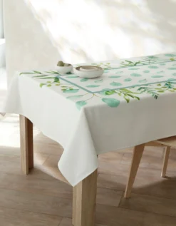 Nappe Fabriquée En France, Motif Végétal Aquarelle - Coton Biologique(1)