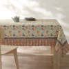 Nappe Fabriquée En France, Motif Fleuri Indian Fond Beige - Coton Biologique(1)