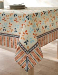 Nappe Fabriquée En France, Motif Fleuri Indian Fond Beige - Coton Biologique(1) 9 Nappe Fabriquée En France, Motif Fleuri Indian Fond Beige - Coton Biologique(1) -Maison Textiles Magasin 120545 C01 zoomx vue4