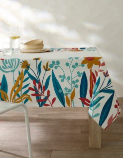 Nappe Fabriquée En France, Motif Frise Fleurs Spectaculaires - Coton Biologique(1)