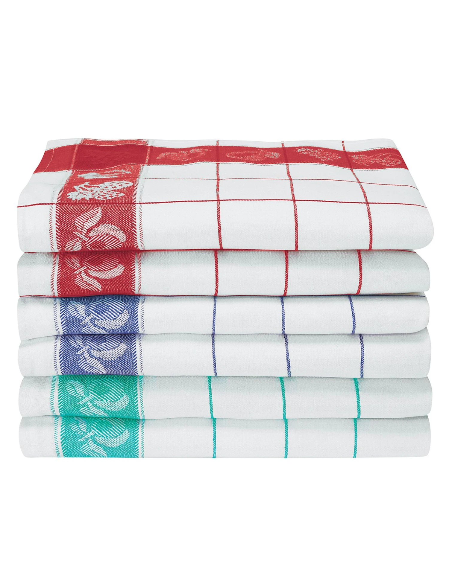 Torchons Pur Coton Carreaux Et Fruits - Lot De 6 Ou 12 1 Torchons Pur Coton Carreaux Et Fruits - Lot De 6 Ou 12