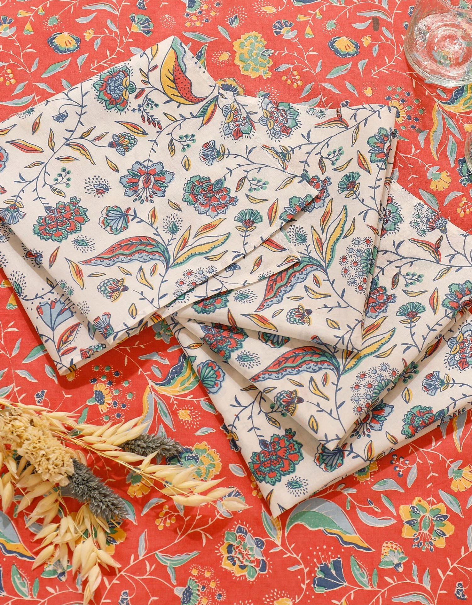 Serviette De Table Imprimé Floral Indian Summer - Lot De 4 1 Serviette De Table Imprimé Floral Indian Summer - Lot De 4