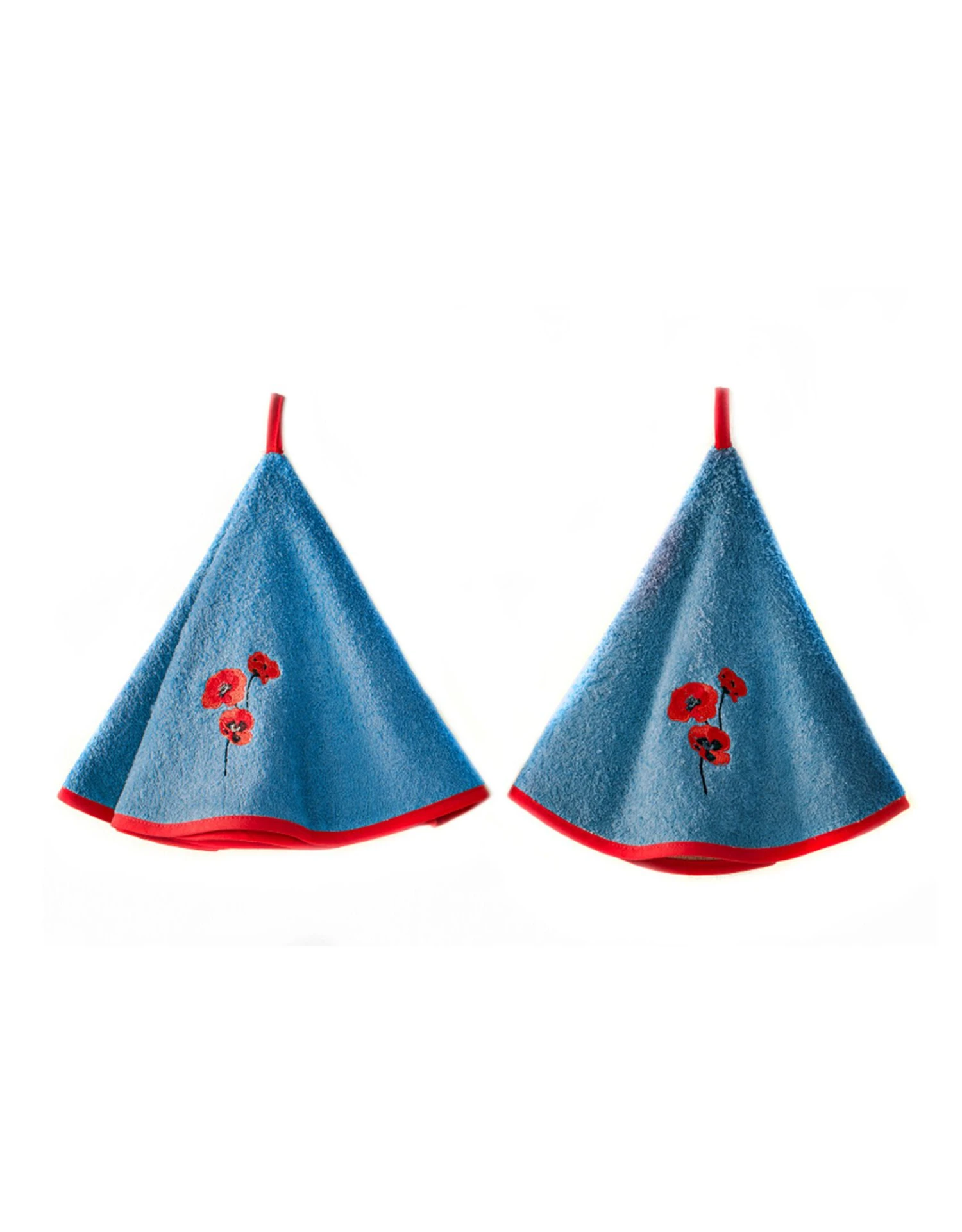 Torchons Rond éponge Brodée Coquelicots - Lot De 2 1 Torchons Rond éponge Brodée Coquelicots - Lot De 2