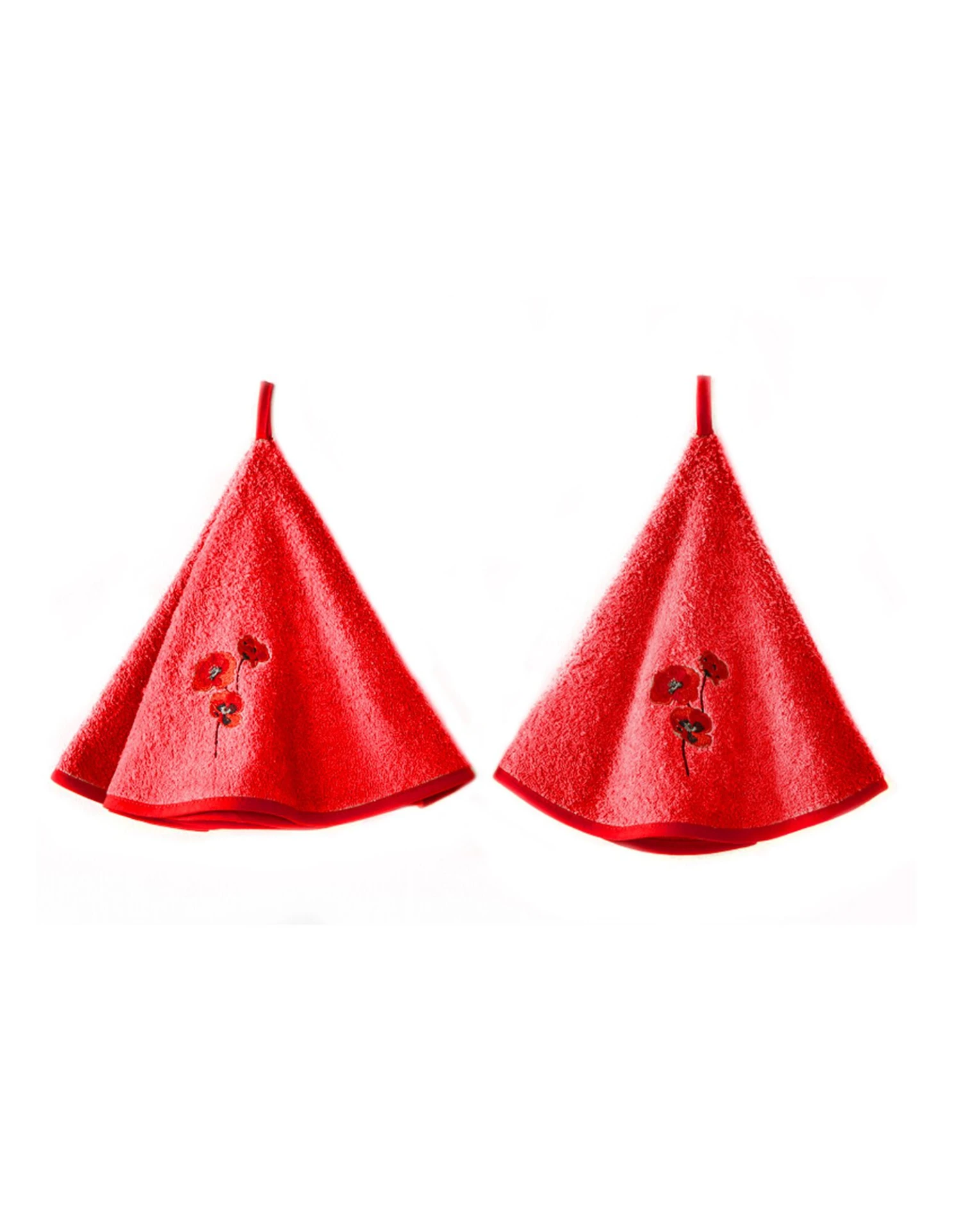 Torchons Rond éponge Brodée Coquelicots - Lot De 2 1 Torchons Rond éponge Brodée Coquelicots - Lot De 2