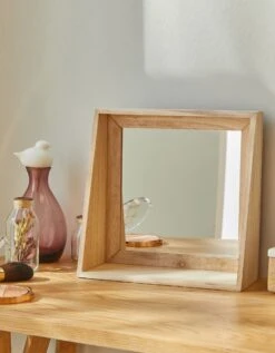 Miroir Carré En Bois Naturel