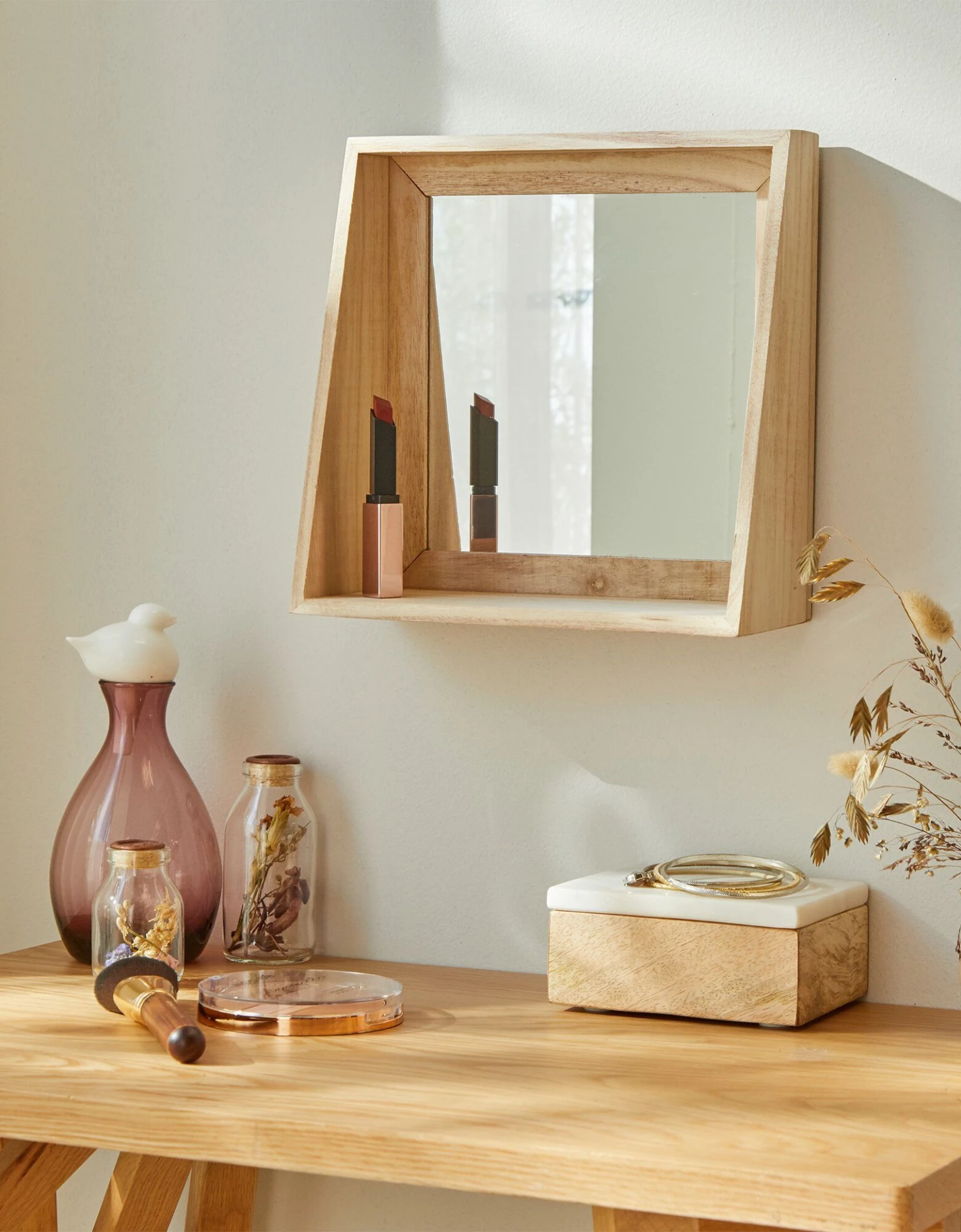 Miroir Carré En Bois Naturel 2 Miroir Carré En Bois Naturel – Image 2