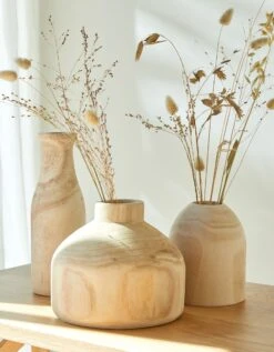 Vase En Bois Brut Forme Pot - Hauteur 15 Cm -Maison Textiles Magasin 236265 C01 zoomx vue3