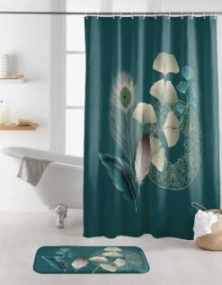 Rideau De Douche Imprimé Ginkoblue